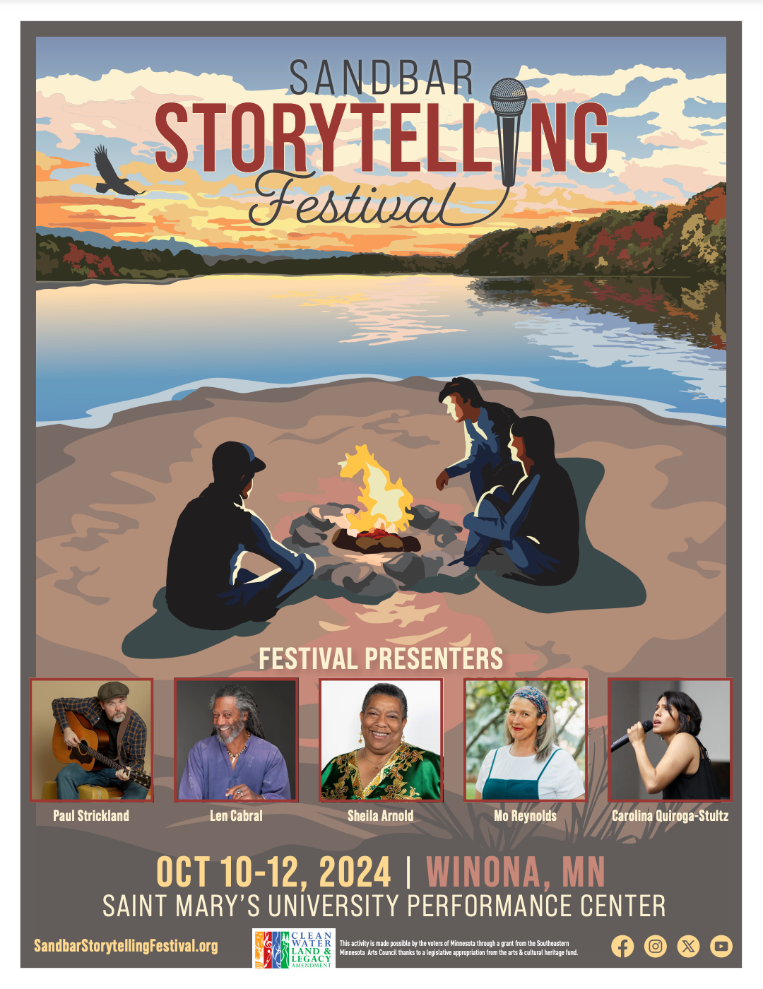 Flyer for 2024 Sandbar Storytelling Festival.